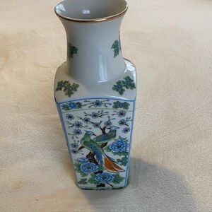 Charming Floral and Bird Ceramic Vase